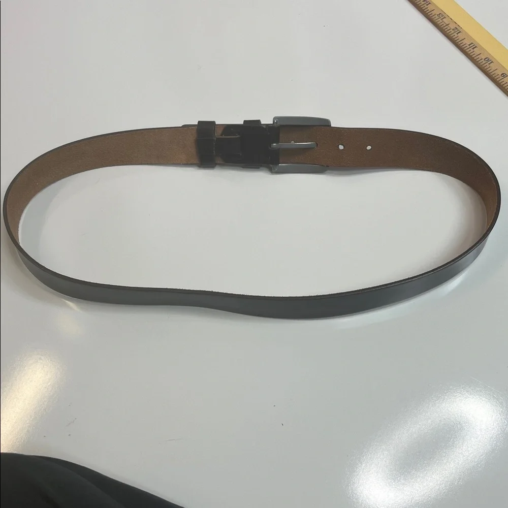Brown Leather Belt with Silver Buckle